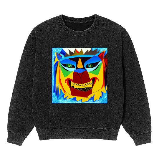 abstract lion Mineral Wash Sweatshirts