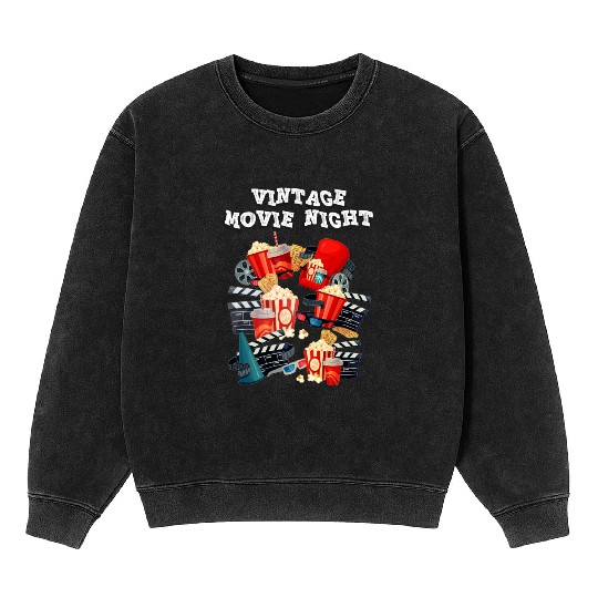 Popcorn Vintage Movie Night Mineral Wash Sweatshirts