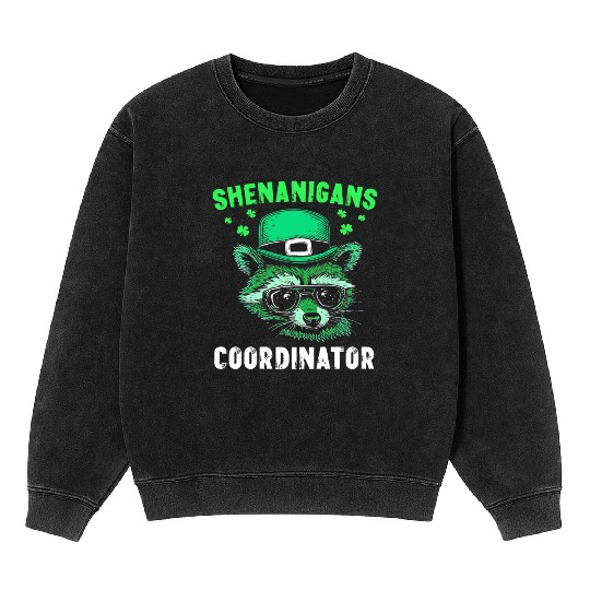 Shenanigans Coordinator Cute Raccoon Funny Mineral Wash Sweatshirts
