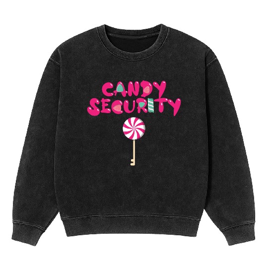 Candy Security Mom Dad Matching Birthday Costume Mineral Wash Sweatshirts