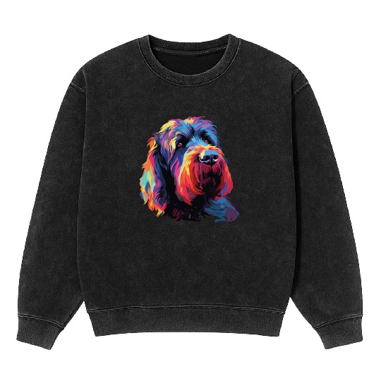 Colorful Russian Black Terrier Mineral Wash Sweatshirts