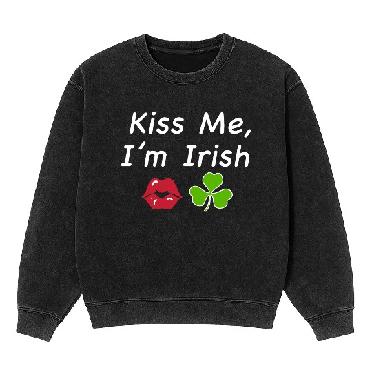 St Patricks Kiss Me I'm Irish Trendy Baby Mineral Wash Sweatshirts, Y2k