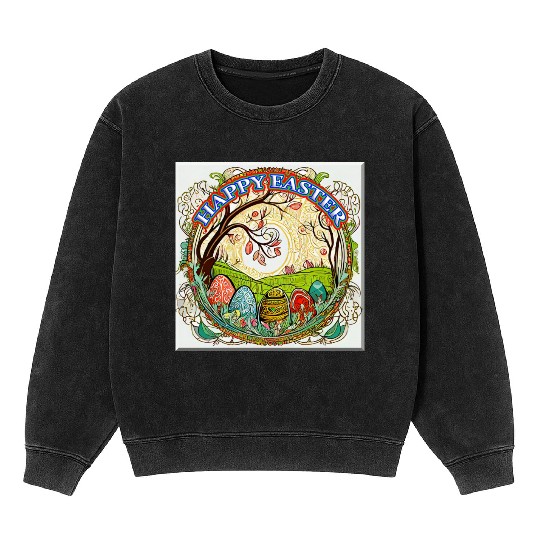 Happy Easter Holiday Celebration Mineral Wash Sweatshirts