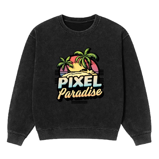Pixel Paradise Sunset Mineral Wash Sweatshirts