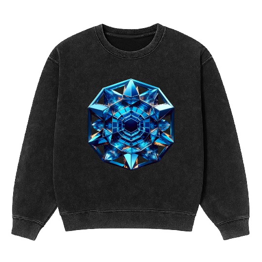 Sapphire Abstract Crystal Mineral Wash Sweatshirts
