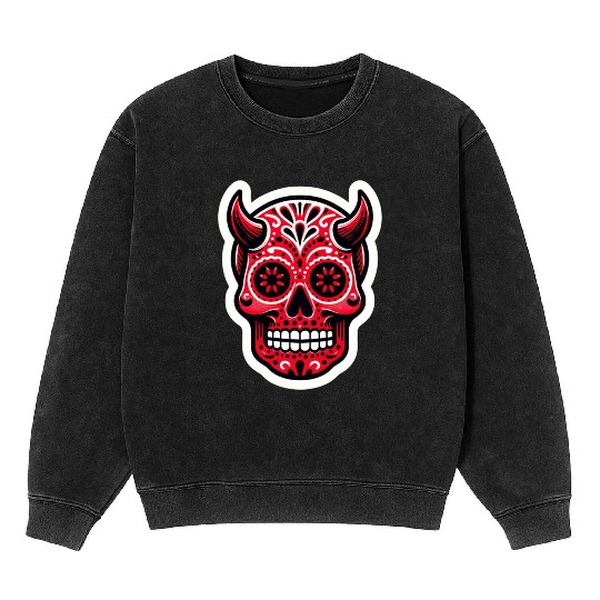 Adventurous Spirit: Daredevil Sugar Skull Mineral Wash Sweatshirts
