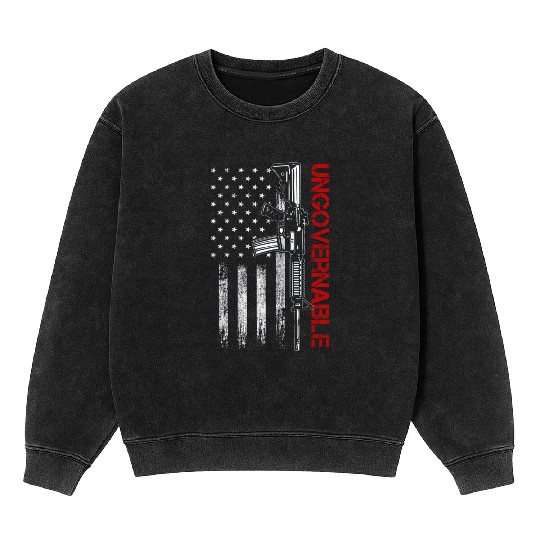 Ungovernable Become Ungovernable American USA FLag Mineral Wash Sweatshirts