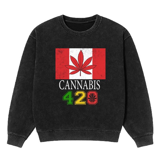 Comical 420 Celebrate Herb Weed Marijuana Design Mineral Wash Sweatshirts