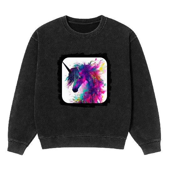 Colorful splatters unicorn Mineral Wash Sweatshirts