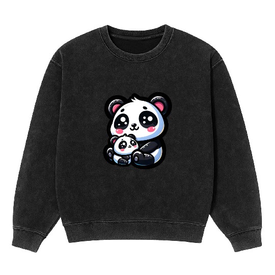 Proud Mother Panda With Her Cub for Mother's Day Mineral Wash Sweatshirts