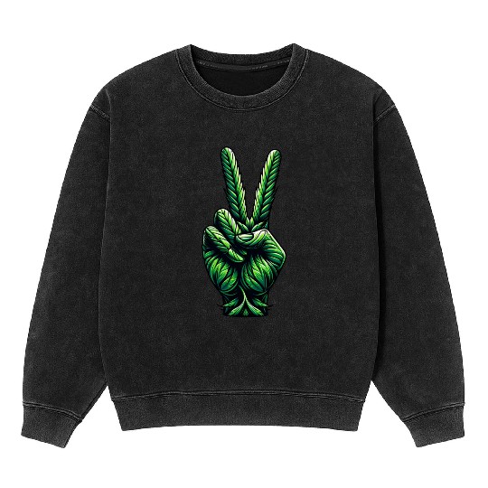 Hemp Legalization Peace Sign Mineral Wash Sweatshirts