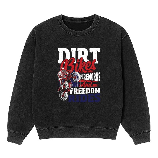 Dirt Bike American Flag Motocross Biker 4th of Mineral Wash Sweatshirts