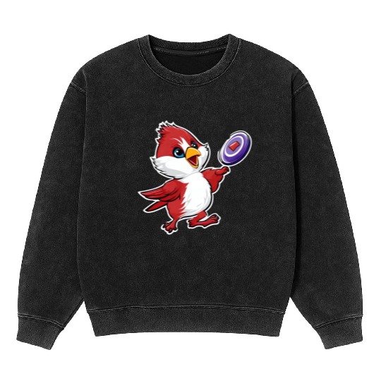 Cardinal Frisbee Fun: Vibrant Cardinal Design for Mineral Wash Sweatshirts