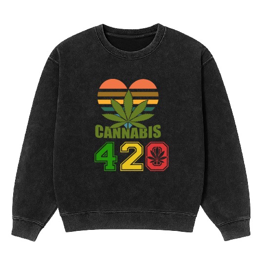 Hysteric 420 Love Good Herb Weed Marijuana Design Mineral Wash Sweatshirts