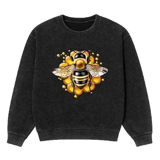 Bee and honeycomb Mineral Wash Sweatshirts