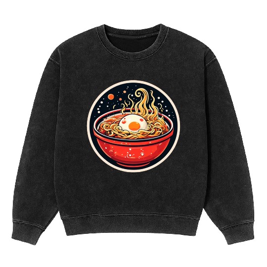 Japanese ramen noodles bowl cartoon Mineral Wash Sweatshirts