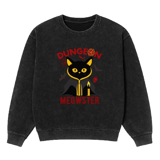 Dungeon Meowster Mineral Wash Sweatshirts