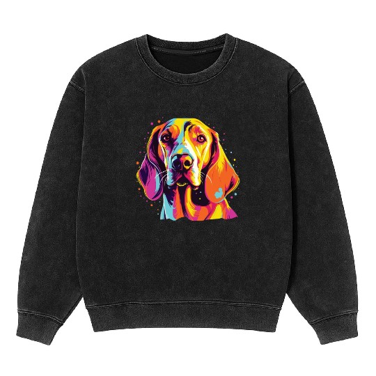 Watercolor Colorful English Foxhound Mineral Wash Sweatshirts