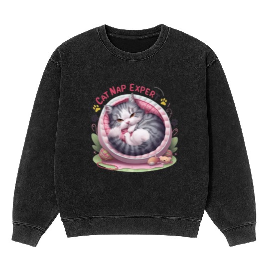 Cat Nap Expert - Funny Cat Outfit! Mineral Wash Sweatshirts