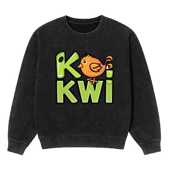 Kiwi Bird Cartoon Mineral Wash Sweatshirts