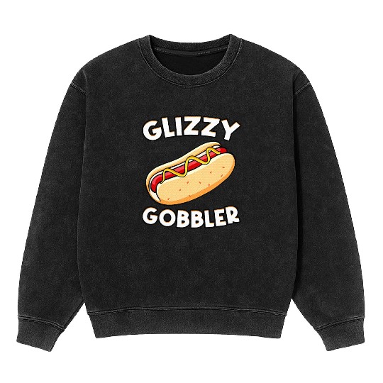 Hot Dog Glizzy Gobbler Number One Gladiator Mineral Wash Sweatshirts