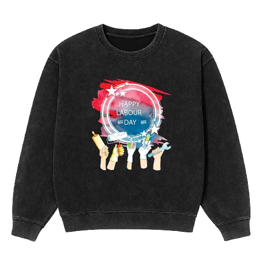 Labor Day Celebration Artwork Mineral Wash Sweatshirts