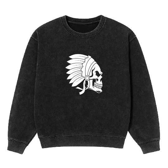 Indigenous Native American Skull Head Mineral Wash Sweatshirts