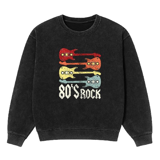 80s Rock Band Guitar Cassette Tape 1980s Mineral Wash Sweatshirts