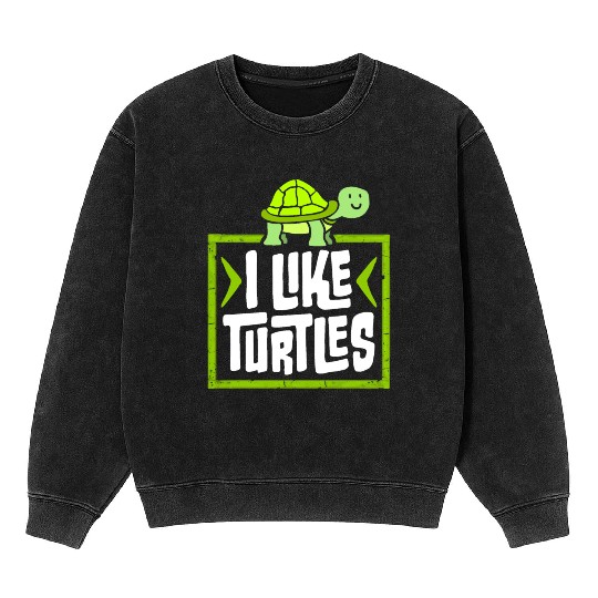 I Like Turtles Cute Tortoise Love Turtle Lover Mineral Wash Sweatshirts
