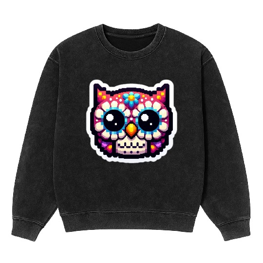 Cute Dead Sugar Owl , day of the dead owl Mineral Wash Sweatshirts