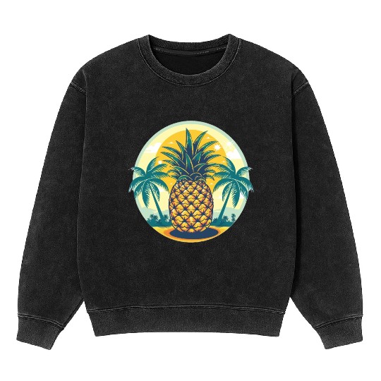 Classic Pineapple and Palm Trees Mineral Wash Sweatshirts