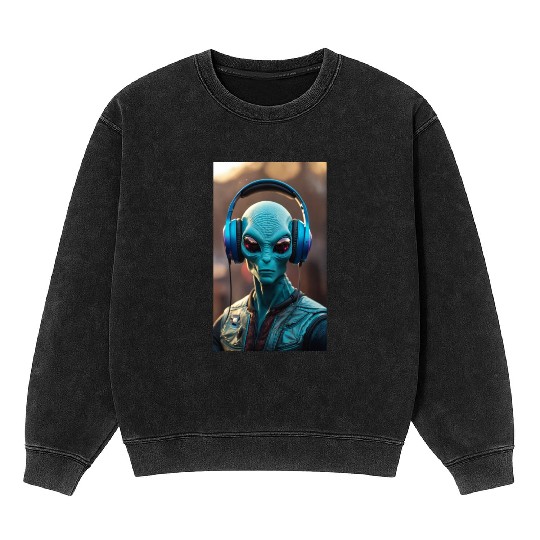A cool dude alien Mineral Wash Sweatshirts