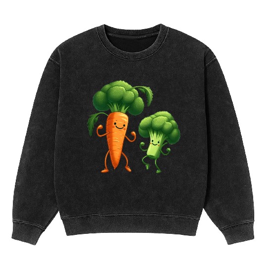 Carrot Dancing with Broccoli Mineral Wash Sweatshirts