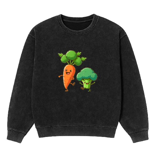 Carrot Dancing with Broccoli Mineral Wash Sweatshirts