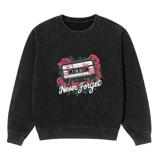 A cassette tape colored with roses Mineral Wash Sweatshirts