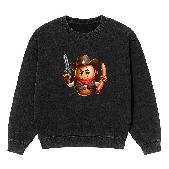 Cowboy potato with sausage gun Mineral Wash Sweatshirts
