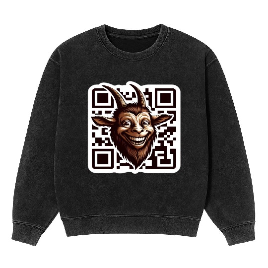 Qr Code Goat: Scan for Baaa-mazing Content! Mineral Wash Sweatshirts