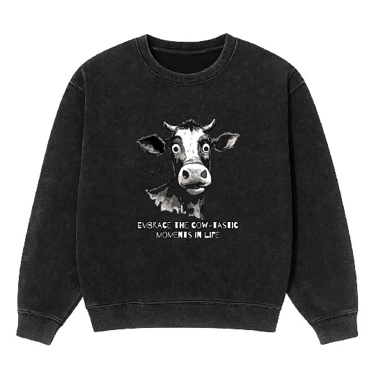 Embrace Cow-tastic Moments: Moo Cow Artwork Mineral Wash Sweatshirts