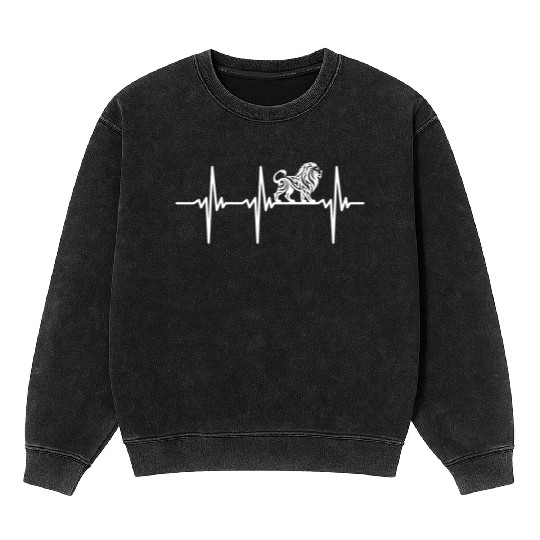 Heartbeat For Proud Lions Tattoo Style Mineral Wash Sweatshirts