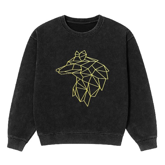 Wolf face tattoo geometric modern Colorful Mineral Wash Sweatshirts