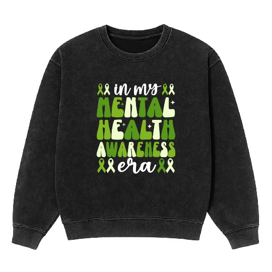 In My Mental Health Awareness Era Groovy Mineral Wash Sweatshirts