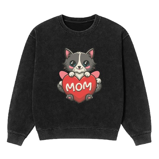 cat mom Mineral Wash Sweatshirts