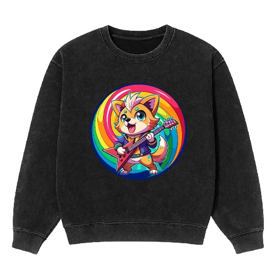Electro Pup Jam: Rainbow Riff Mineral Wash Sweatshirts