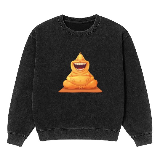 Joyful Yellow Creature Embracing Laughter Mineral Wash Sweatshirts