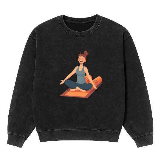 Joyful Yoga Moment Meditation Pose Mineral Wash Sweatshirts