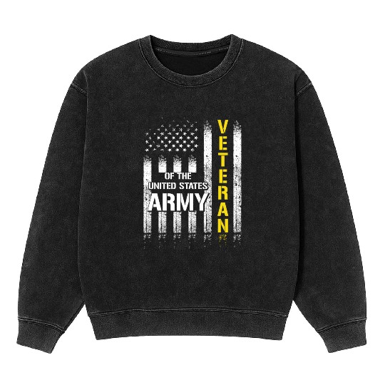 Veteran of United States US Army American Flag Mineral Wash Sweatshirts