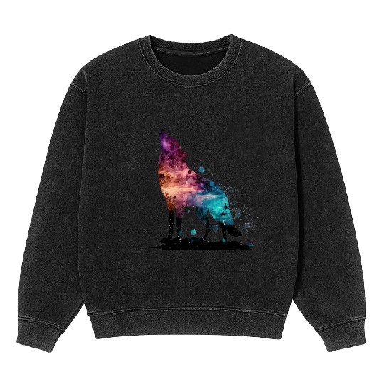 Wolf Print, Cosmic Wolves, Animal Print, Cosmos Mineral Wash Sweatshirts