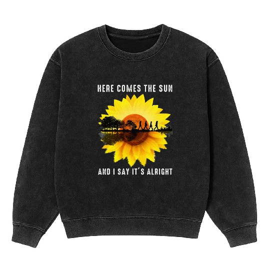 Here Comes The Sun And I Say It s Alright Guitar Mineral Wash Sweatshirts