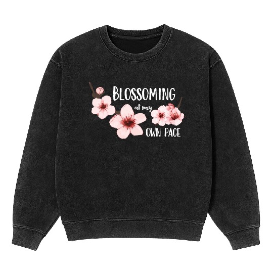 Spring floral Mineral Wash Sweatshirts Elegant Cherry Blossom Design