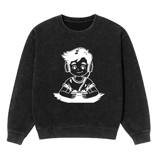 Gaming Boy Sketch Mineral Wash Sweatshirts